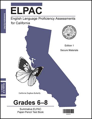 Sample cover of a Test Book for grade span six through eight.