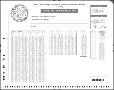 ELPAC Group Identification Sheet (GIS) form