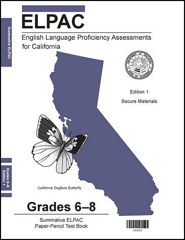 Sample cover of a Test Book for grade span six through eight.