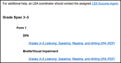 Secure Materials screen in TOMS, which contains the Initial ELPAC Directions for Administration for in-person and remote testing.