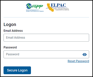 Test Administrator Interface Logon screen.