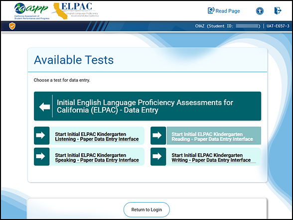 List of available PPTs for a grade level showing the Listening, Speaking, Reading, and Writing domains.