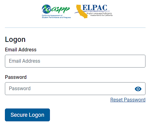 Logon screen that shows Email Address and Password fields and has a Secure Logon button.