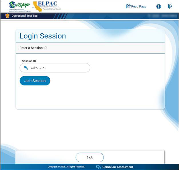 Login Session screen. 