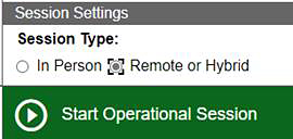 Remote or hybrid radio button selected for the session settings.