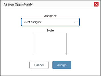 Assign Opportunity dialog box
