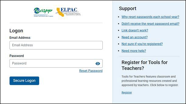 Logon screen with fields for email address and password as well as a Secure Logon button.