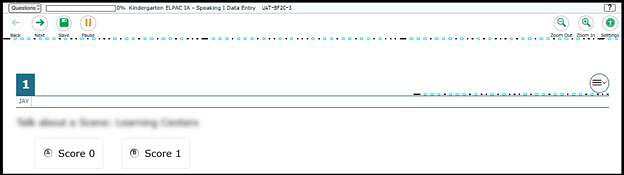 Data Entry Interface screen showing the first item to be scored.