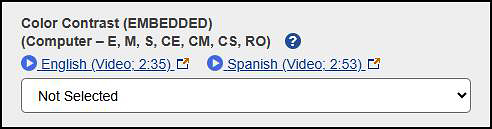 Color Contrast designated support on an ISAAP Tool screen.