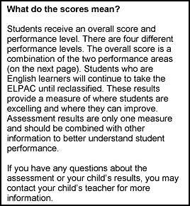 A description of the scores on the first page of an SSR.