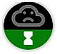 Cloud with sad face on a black background set above an hour glass