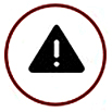 Dark red circle around a black triangle with a white exclamation mark inside