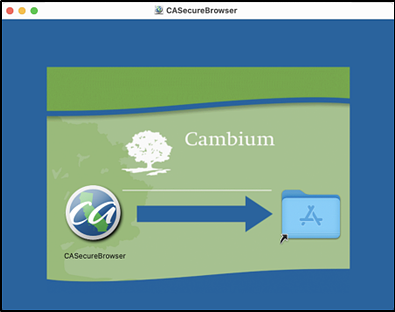 The contents of the CASecureBrowser folder showing the CASecureBrowser icon and the letter-A folder.