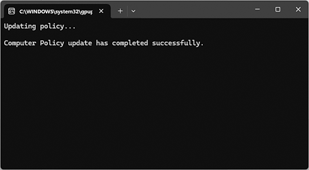 Success notification in the Windows Command window.