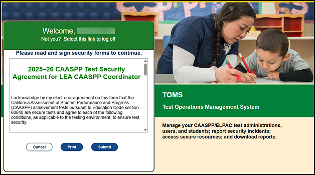 Unsigned CAASPP Test Security Agreement.