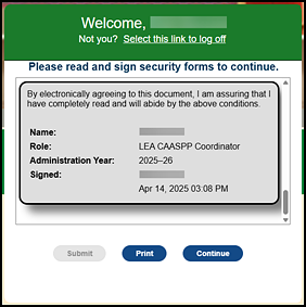 Signed Test Security Agreement.