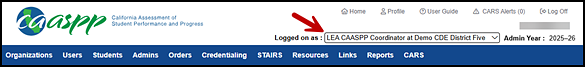 User role display in the top-right of the screen.
