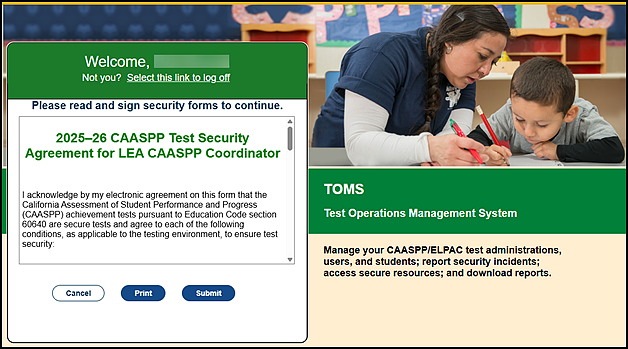 Unsigned CAASPP Test Security Agreement.
