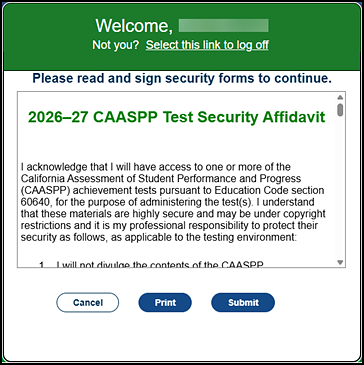Unsigned CAASPP Test Security Agreement.