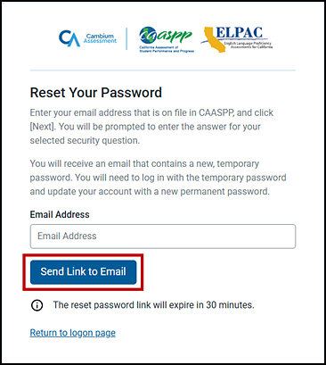 Reset Your Password screen.
