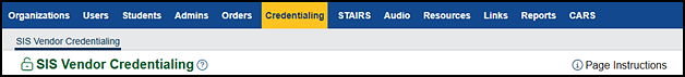 Credentialing navigation tab.