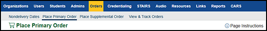Place Primary Order action tab.