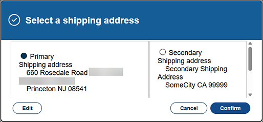 Select a shipping address box.
