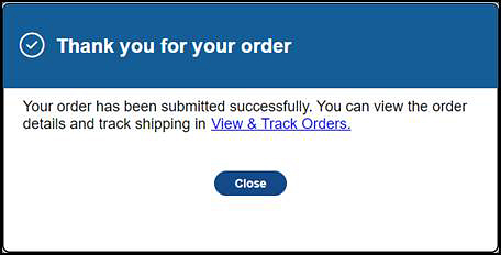"Thank you for your order" message.