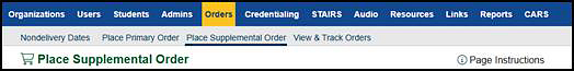 Place Supplemental Order action tab.