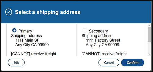 Select a shipping address confirmation message.