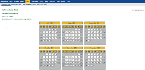 Nondelivery Dates and Nonworking Dates.