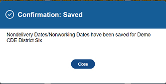 “Confirmation: Saved” Pop-Up Message.