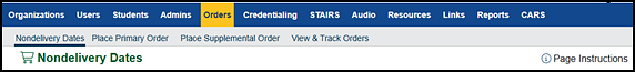 Orders navigation tab.