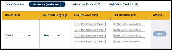 LEA Organization Reporting tab, empty video SSR details table.