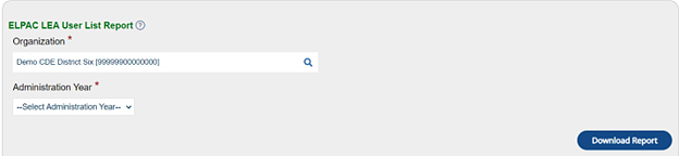 ELPAC LEA User List Report.