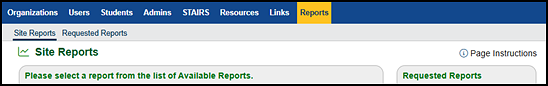 Reports navigation for a site CAASPP coordinator.