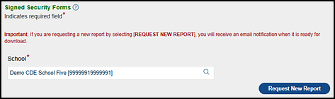 School-Level Signed Security Forms options.