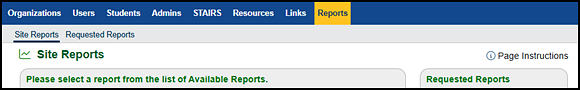 Reports navigation for a site CAASPP coordinator.