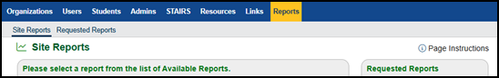 Reports navigation for a site ELPAC coordinator.