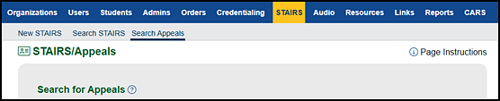 Search for Appeals navigation.