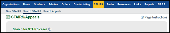Search STAIRS action tab on the STAIRS navigation tab.