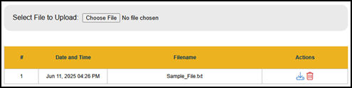 The 'Upload Supporting Document' section after a document has been uploaded.