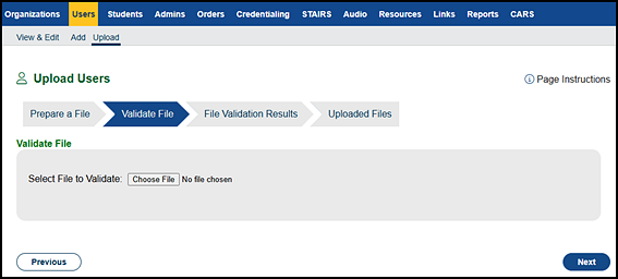 Validate File progress step.