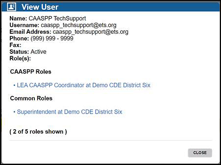 View User box.