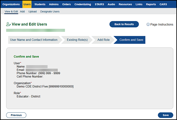 Confirm and Save progress step.